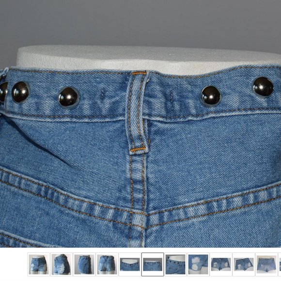 High Rise Studded Frayed Ripped Jeans  Shorts Hotpants Women sz 25 Forever 21 - Picture 6 of 11